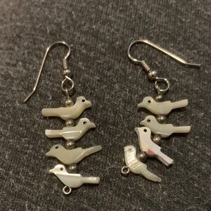 Vintage Mother of Pearl Bird Earrings